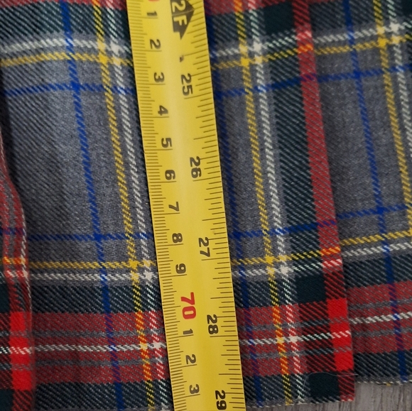 Vintage Bonda Textiles Nova Scotia Wool Tartan Pleated Skirt Sz 14 Fabric Button - Picture 7 of 10